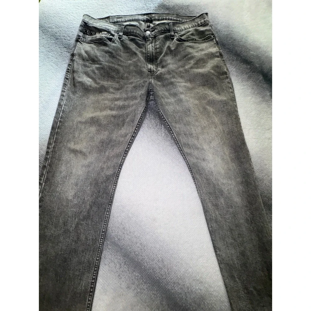 (A8) Levis 502 Regular Fit Tapered Grey Denim Jeans Mens 40x32 Gray Wash